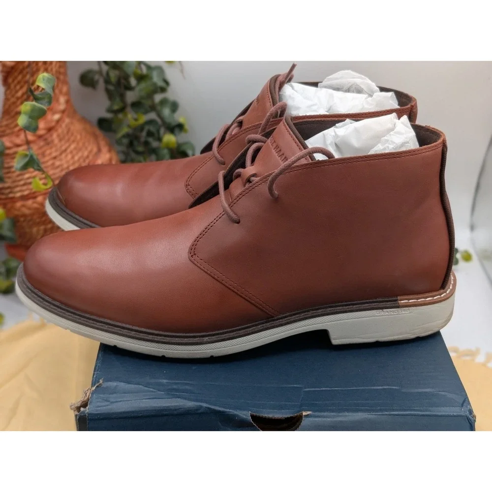 Men's Cognac Leather Chukka Boots Cole Haan GO-TO Lace Size 12M Woodbury C36528